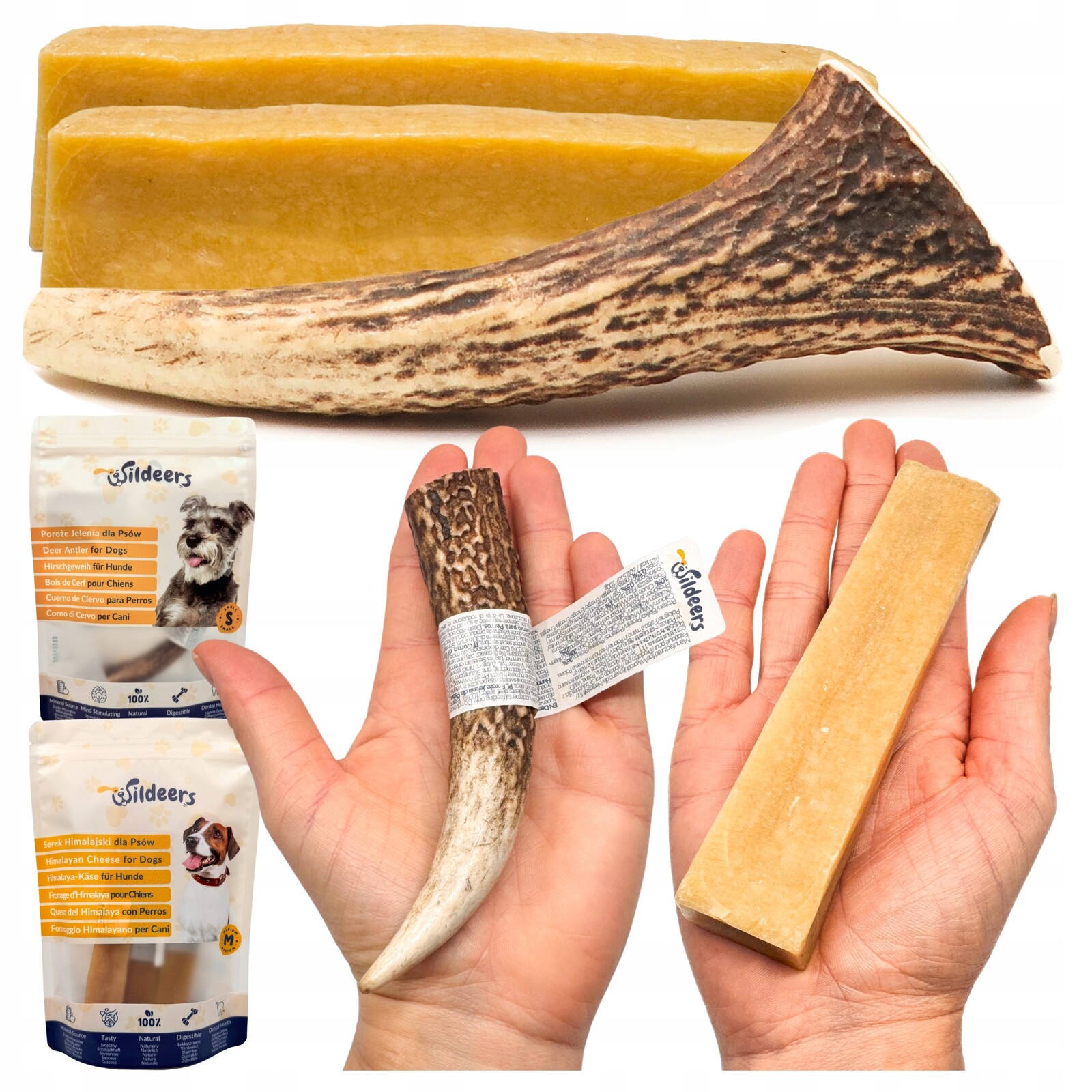 Přírodní kousátka z himálajského sýra x2 M a jeleního paroží Hard x1 S