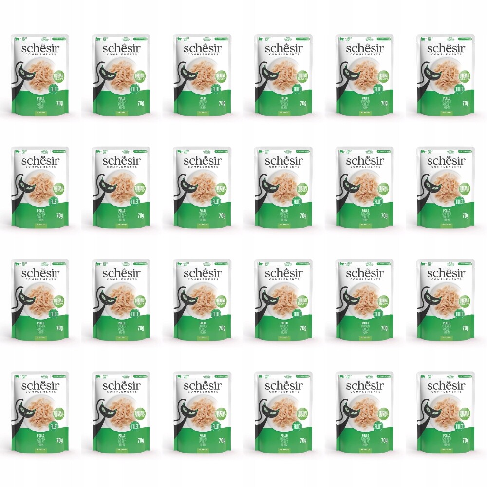 Mokré krmivo pro kočky Schesir Adult Kuřecí filetky 24 x 70 g