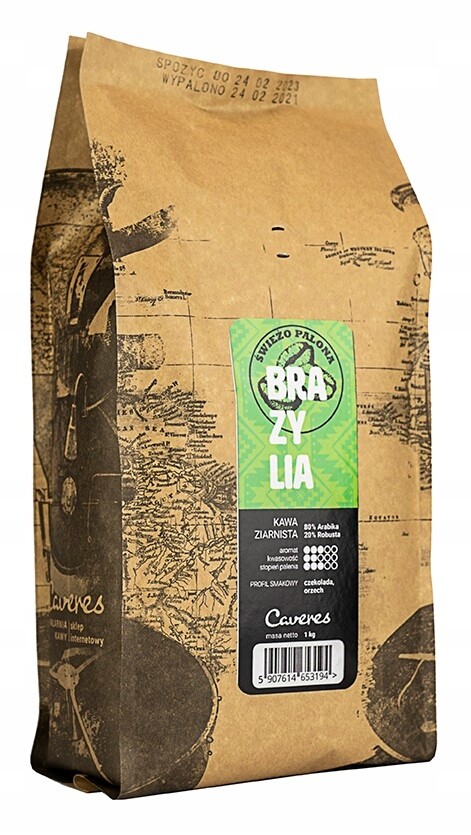 Káva zrnková Caveres Brazílie Santos Arabica 1 kg 1000 g