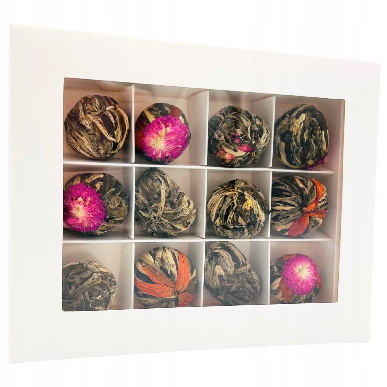 Sada Kvetoucích Čajů 12 Kusů Bonboniéra Bílá jako Dárek