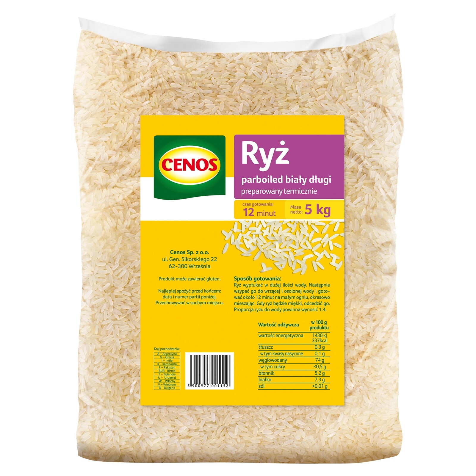 Parboiled rýže Cenos 5 kg