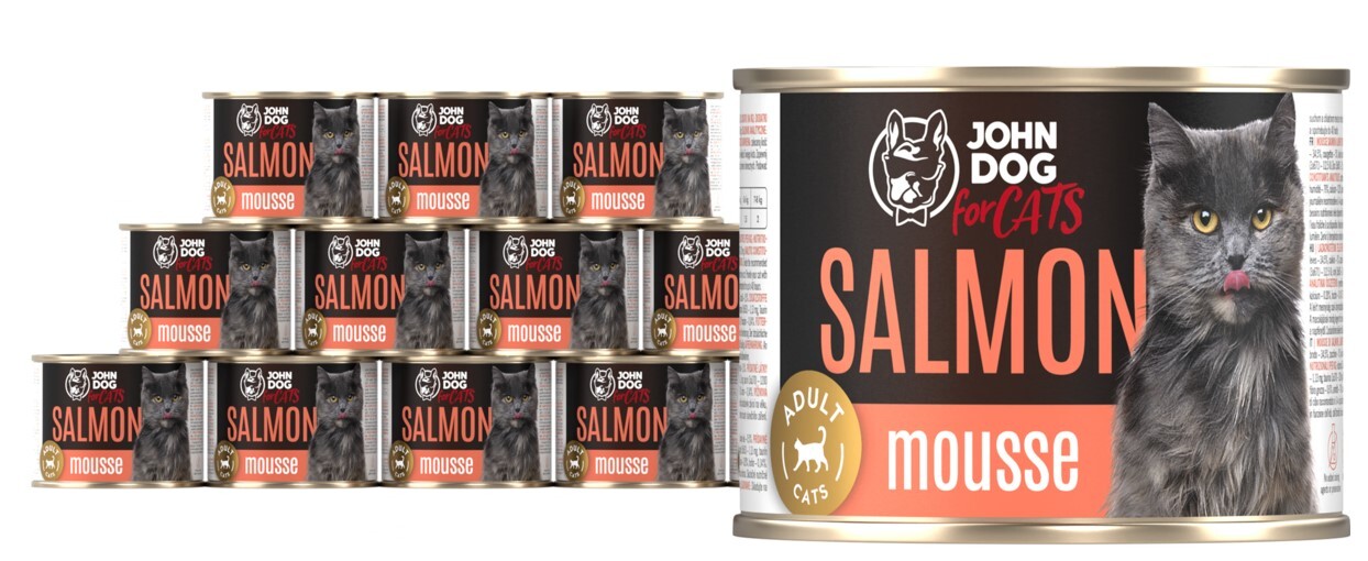 Krmivo mokré pro kočky lososová pěna John Dog for Cats 12 x 200 g