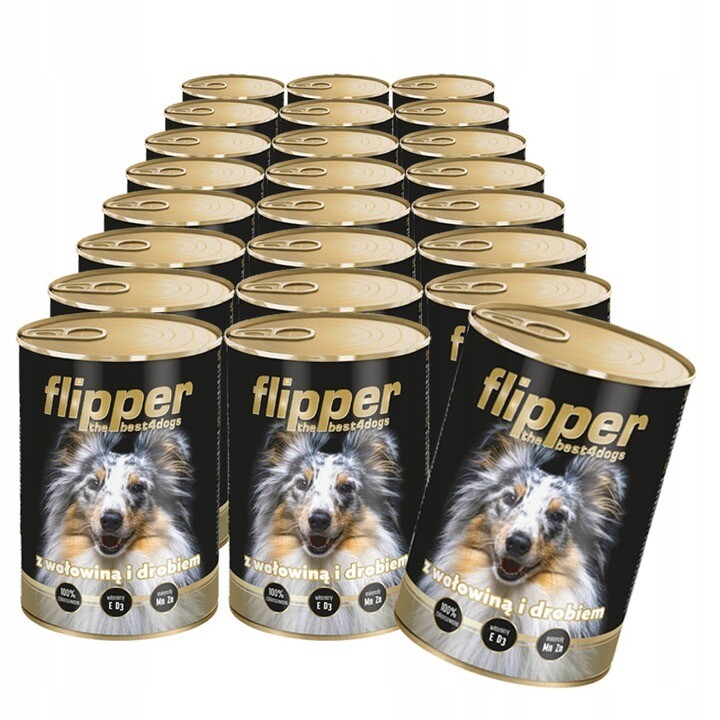 Flipper Krmivo Vlhké Pro Psy Hovězí Drůbež 24 X 400 G Kompletní Bez Obilovin