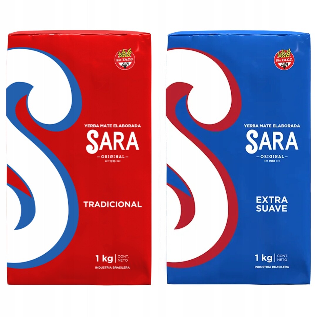 Yerba Mate Sara Roja Tradicional Extra Suave Sada 2x1kg (2kg)