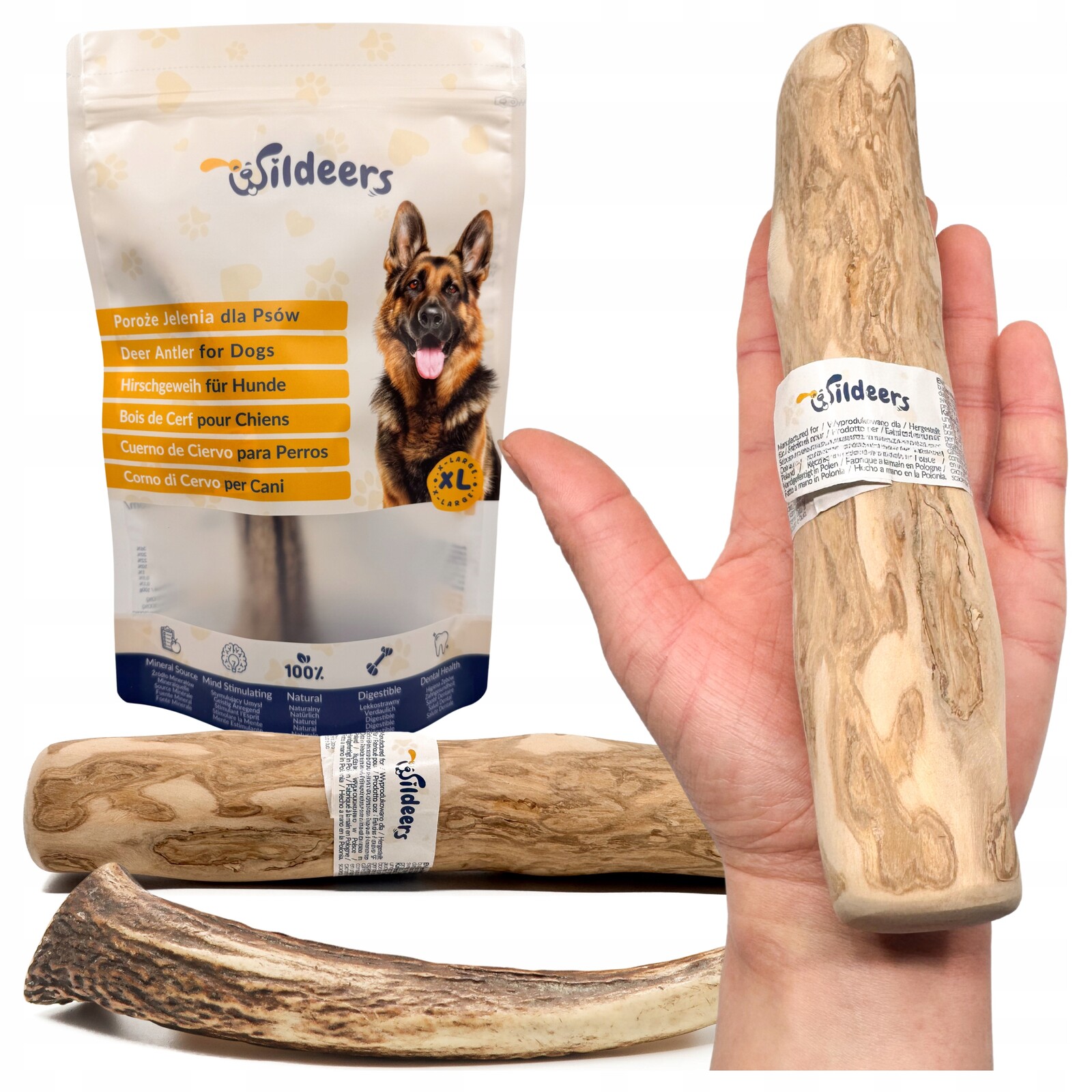 Přírodní Kousátka Pro Psa Klacek Kávovníku 1 x L a Paroží Jelena Hard 1 x XL