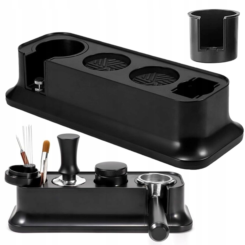 4V1 Tamperová Stanice Na Kávu 51-58 MM Protiskluzová Organizér Černá