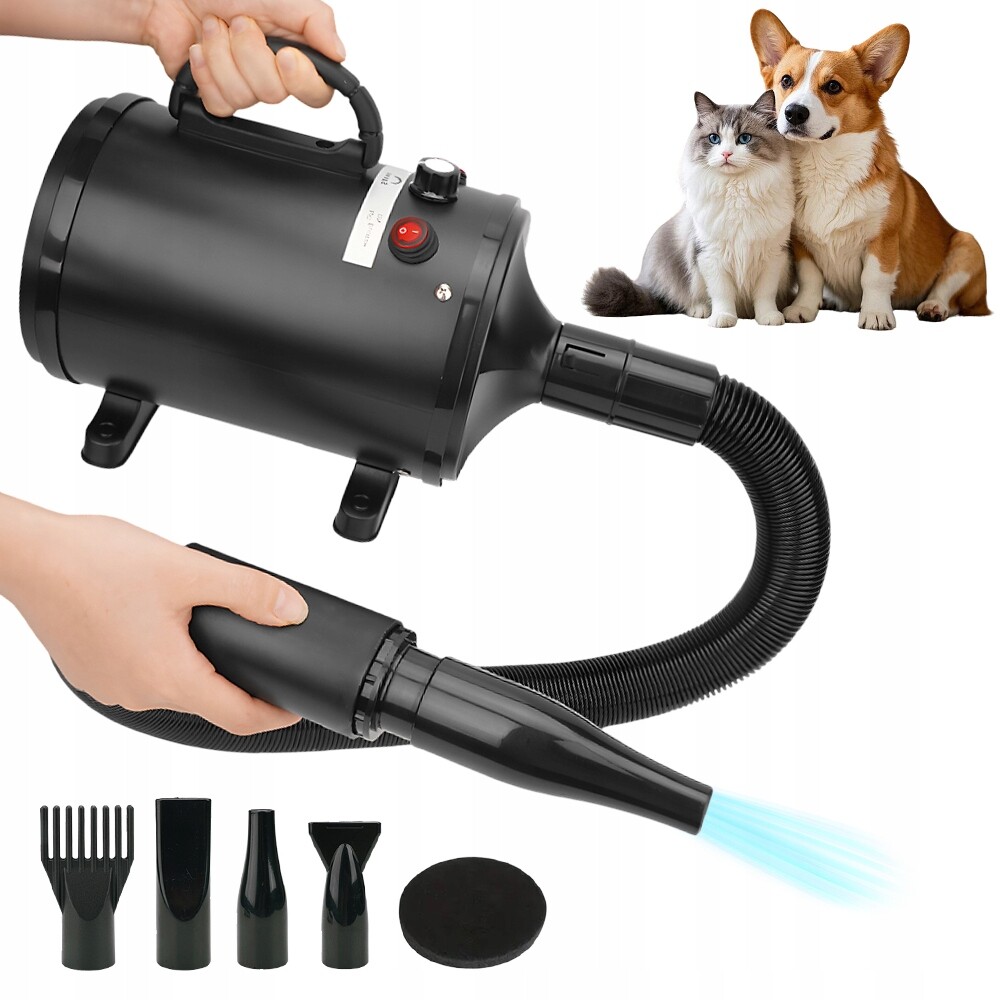 Sušička pro péči o psy se 4 různými tryskami a filtrem, 2800 W