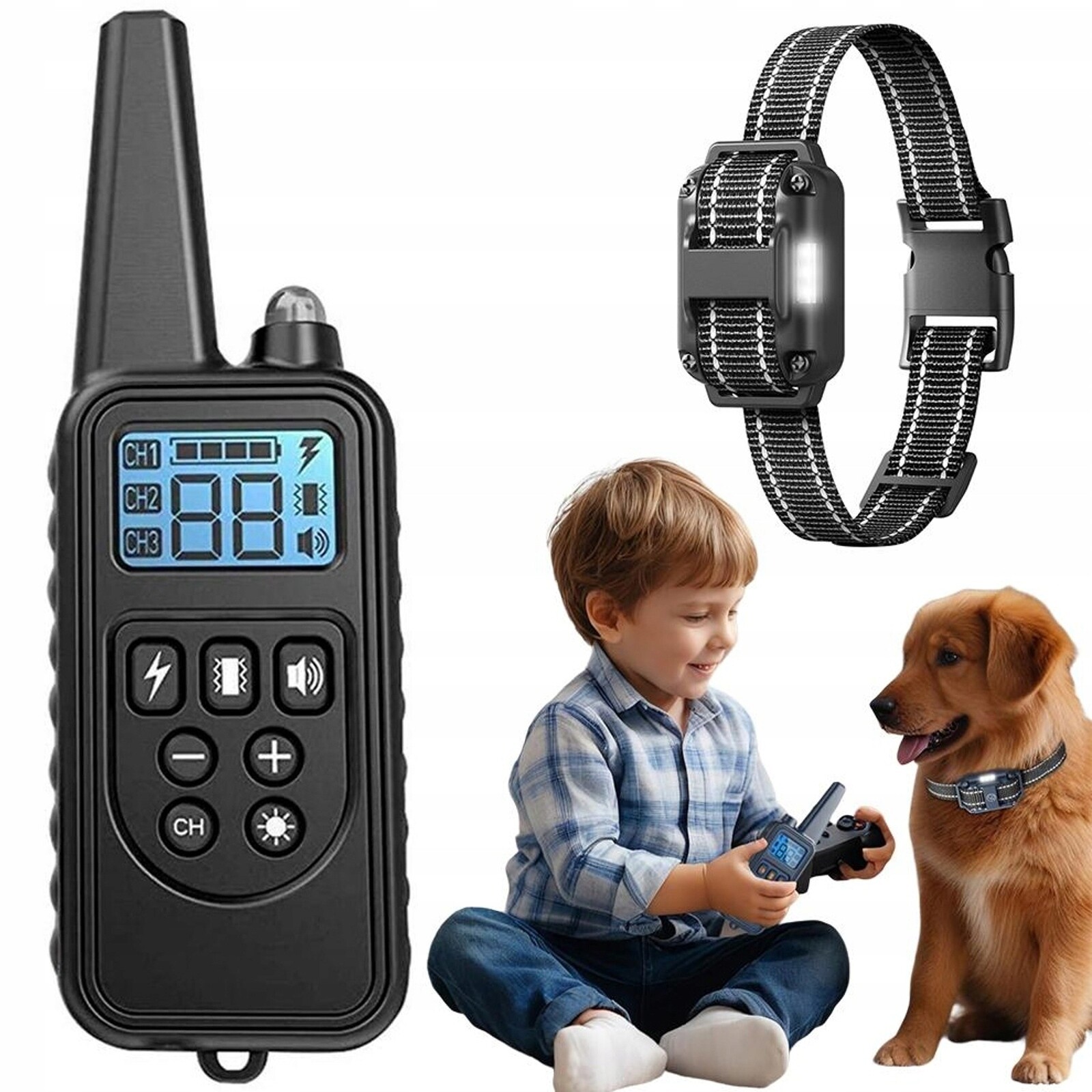 Obojek Pro Výcvik Psa S Nabíjecím Dosahem 800 M, Voděodolný, IP67, Černý