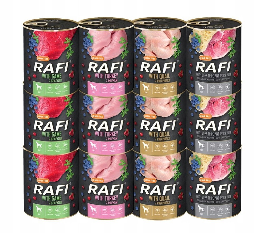 Vlhké krmivo pro psy Rafi mix chutí 12x800g Bezobilné