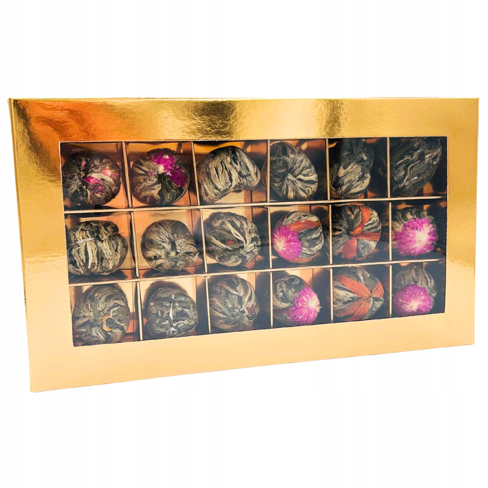 Set Kvetoucích Čajů 18 Kusů Bonboniéra Zlatá jako Dárek Dárek