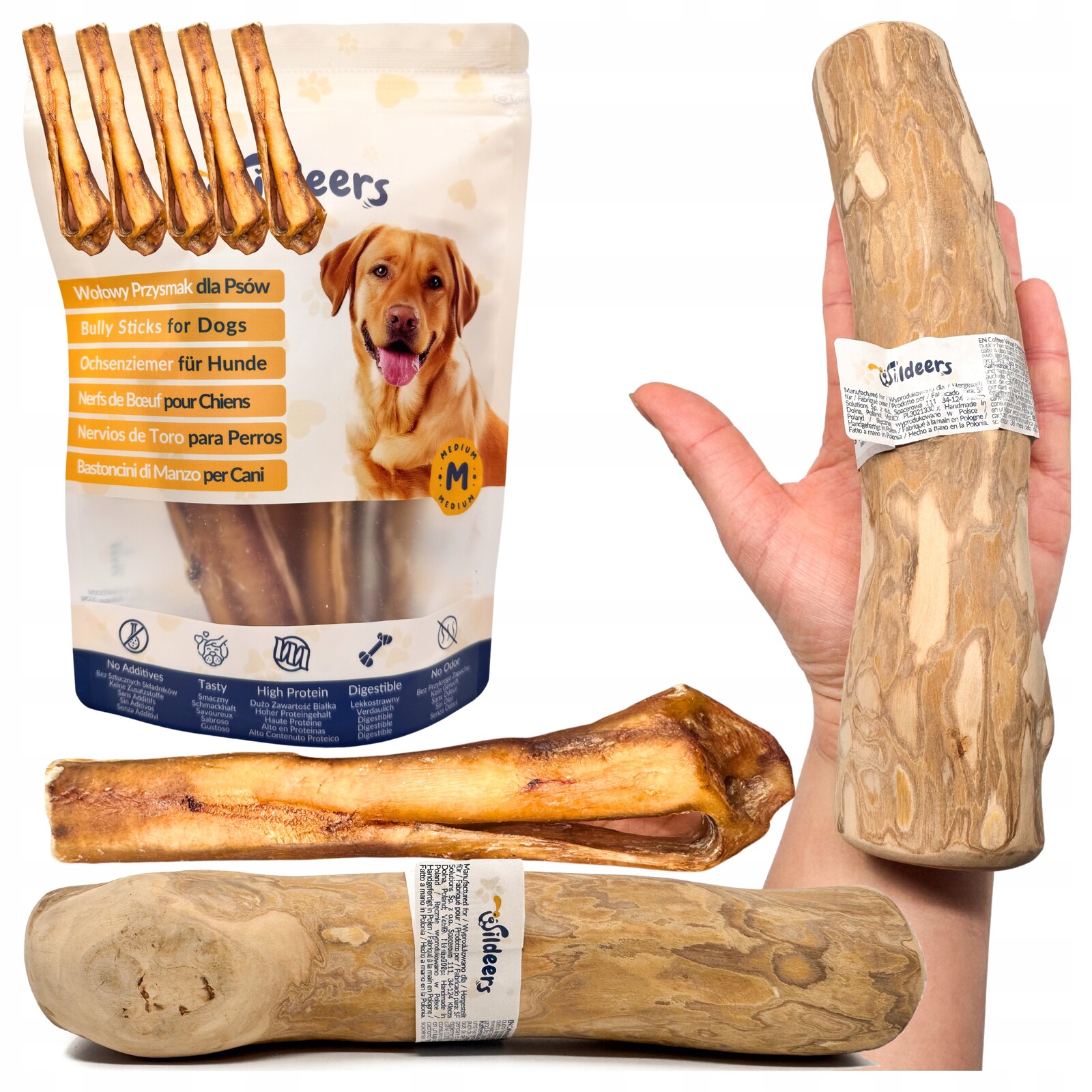 Sada Kousátek Klacek Z Kávového Dřeva XLx2 a Sušených Hovězích Penisů 3x15 cm