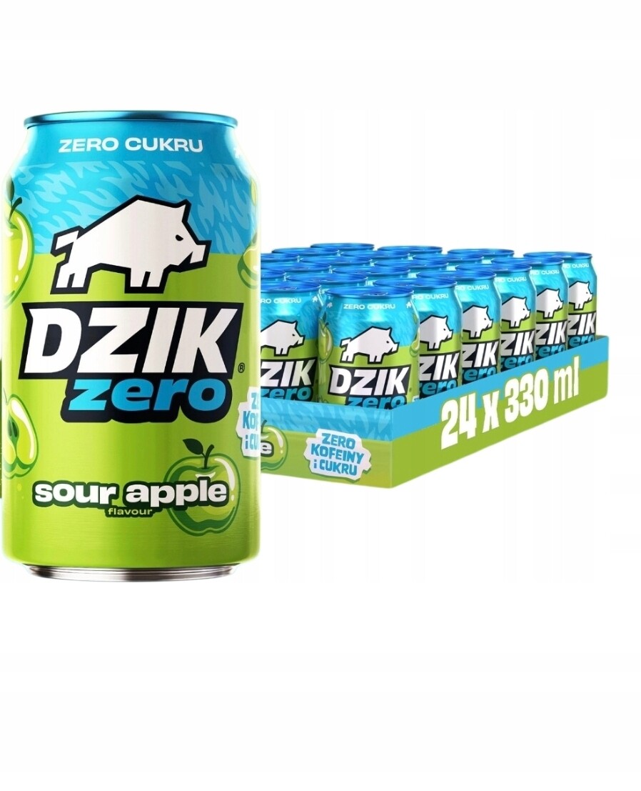 24 x Wk Dzik Zero 330 ml bez kofeinu 0 kalorií Sour Apple Kyselé Jablko