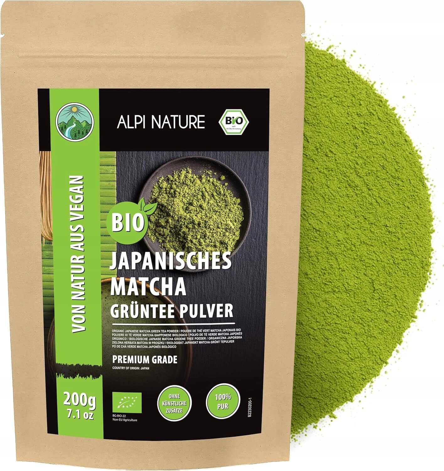 Matcha Premium japonský Zelený Čaj Organická máča 200 g Bio Organic