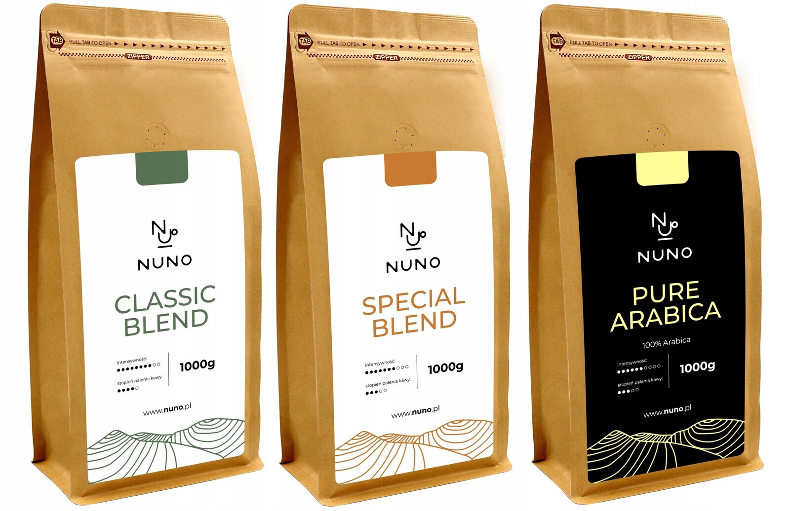 Káva zrnková káva Nuno 3x1000g Svěžest 72h