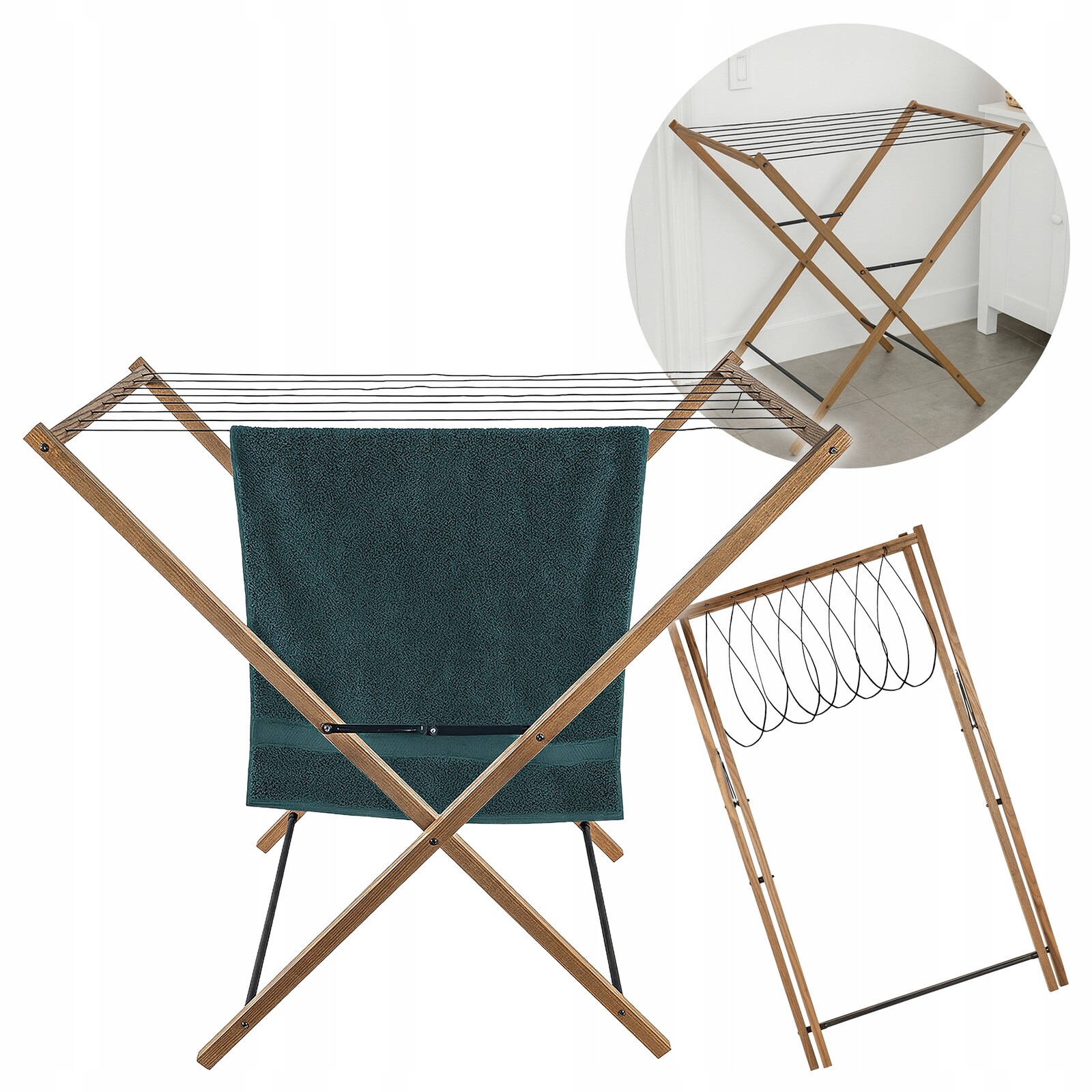 Sušák, skládací, balkonový, dřevěný, silný