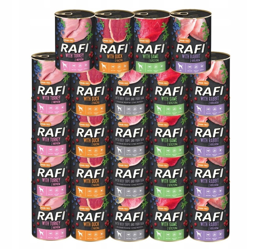 Rafi vlhké krmivo pro psy mix chutí 24x400g Bezobilná Dolina Noteci