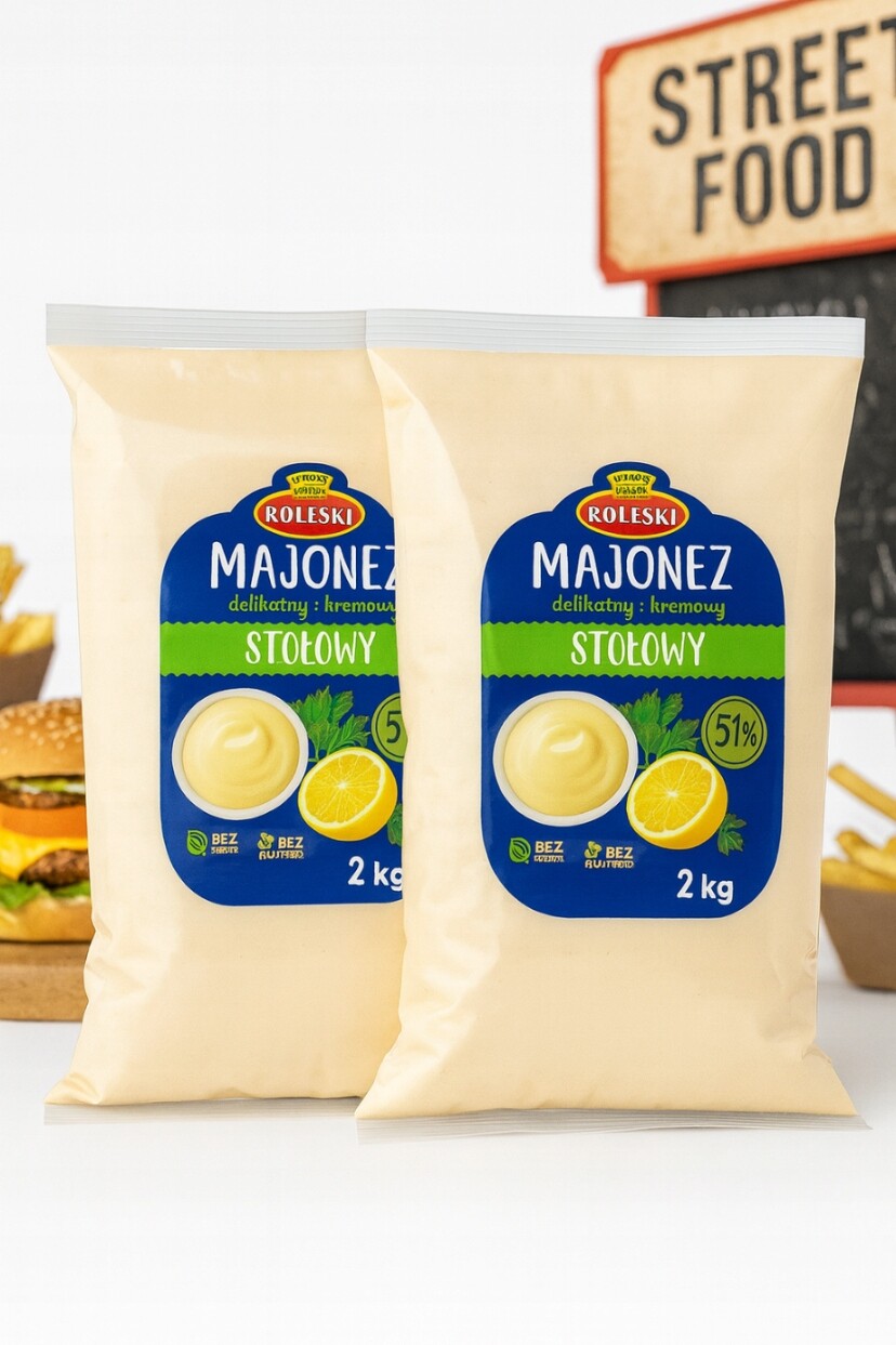 Majonéza jemná a krémová Stolová 51% sáček 4 kg Roleski vysoká kvalita