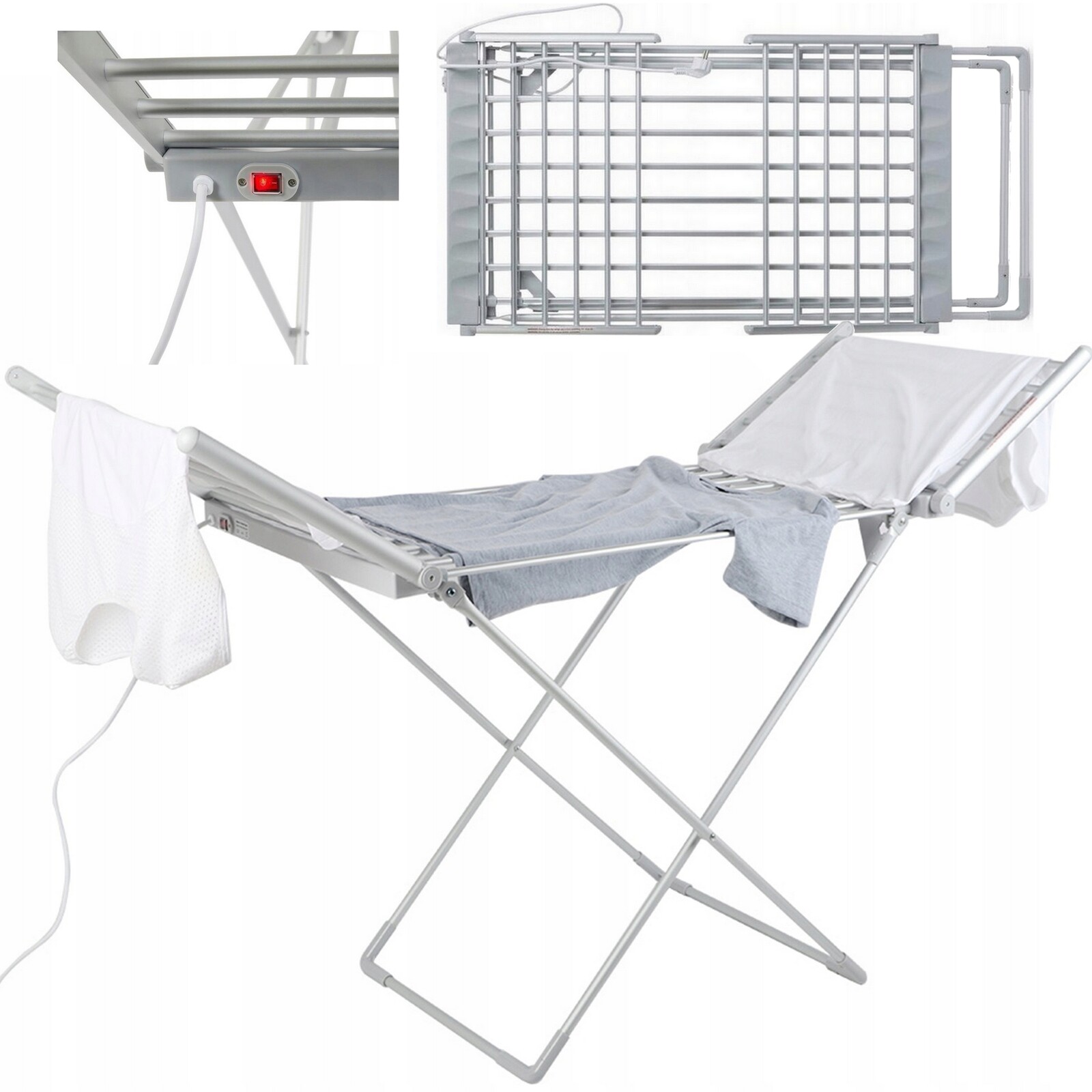 Sušák na prádlo Elektrická domácí skládací 18 ohřívačů na oblečení Deky