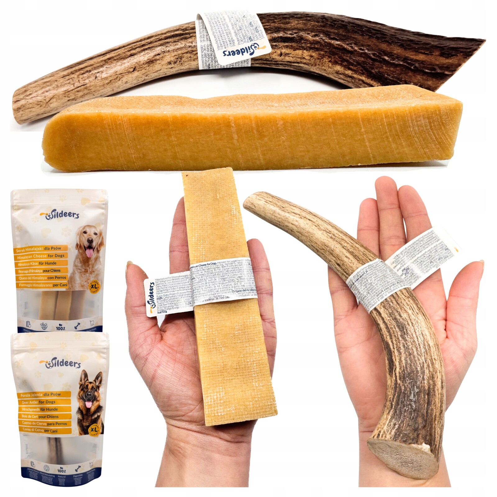 Přírodní kousátka z himalájského sýra x1 a jeleního paroží x1 Velikost XL