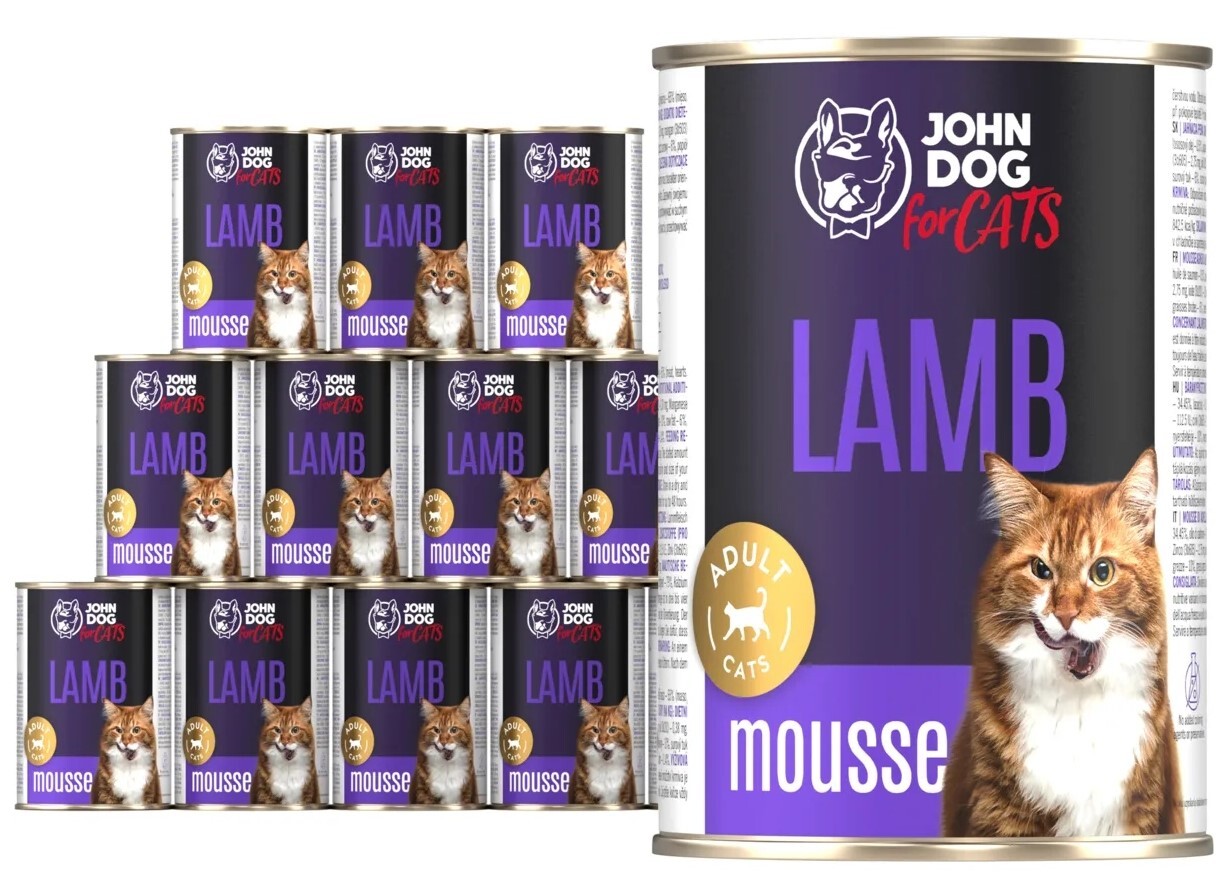Krmivo mokré pro kočky Jehněčí pěna John Dog for Cats Adult 12 x 400 g