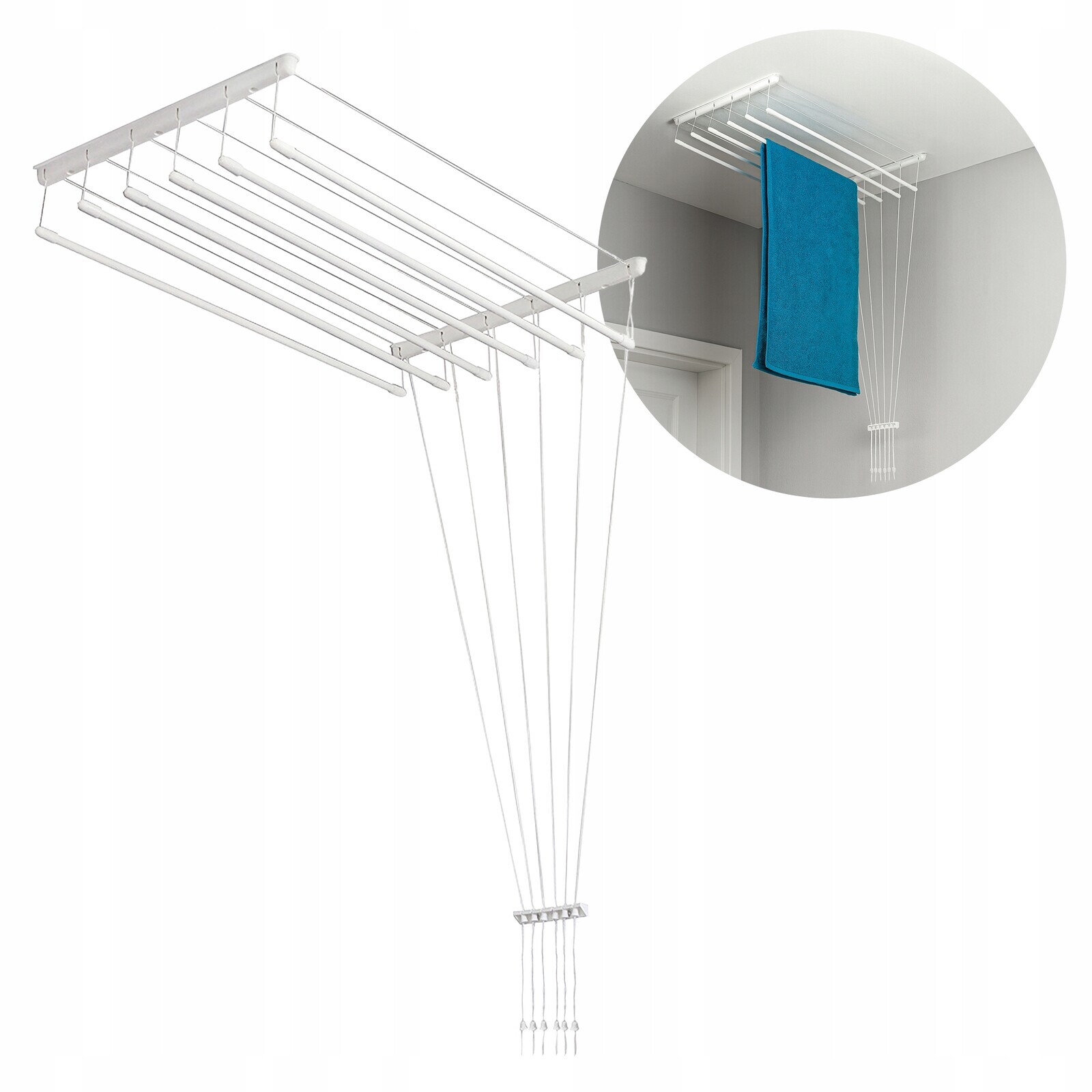 sušák na prádlo stropní 6 tyčí Koupelnový balkon 130 cm