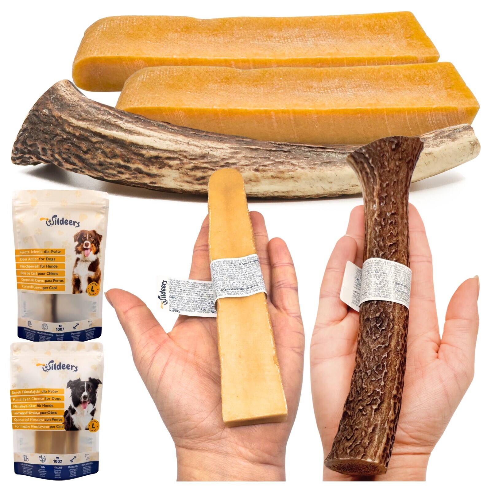Přírodní kousátka z himálajského sýra x2 a jeleního paroží x1 Velikost L