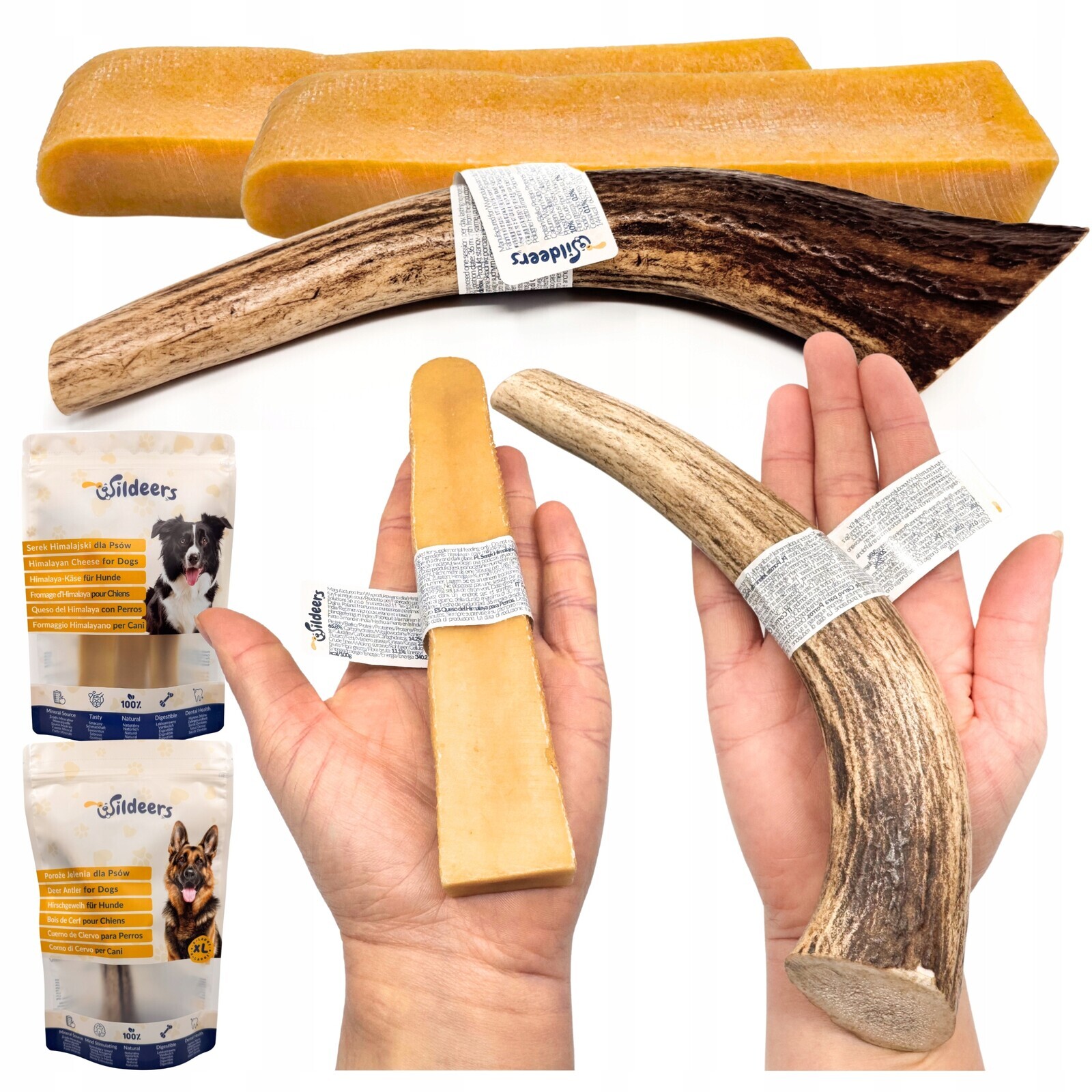 Přírodní kousátka z himálajského sýra x2 L a jeleního paroží Hard x1 XL