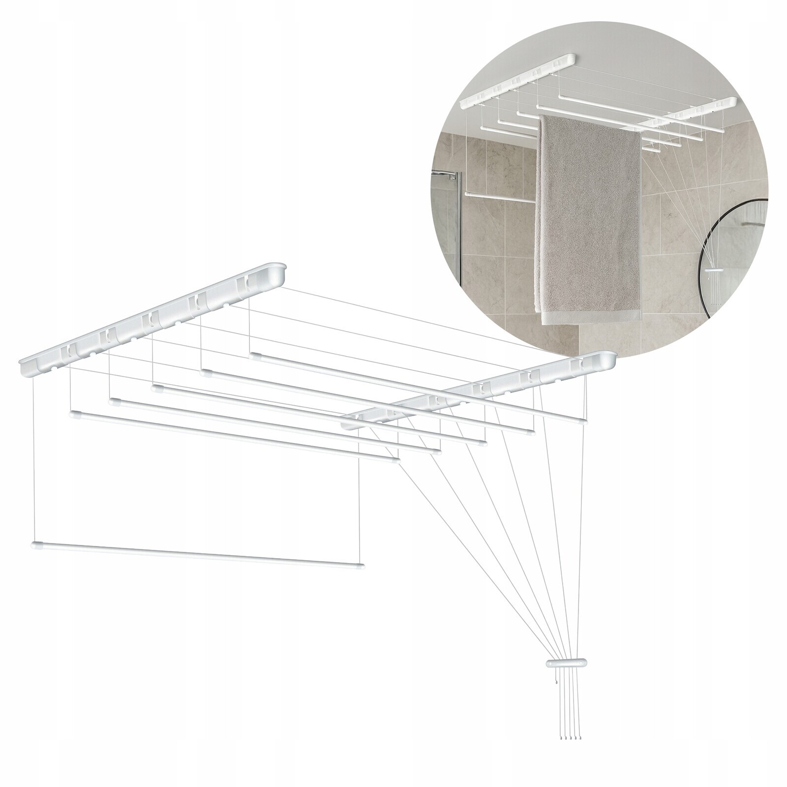 sušák na prádlo stropní 6 tyčí Koupelnový balkon 140 Cm