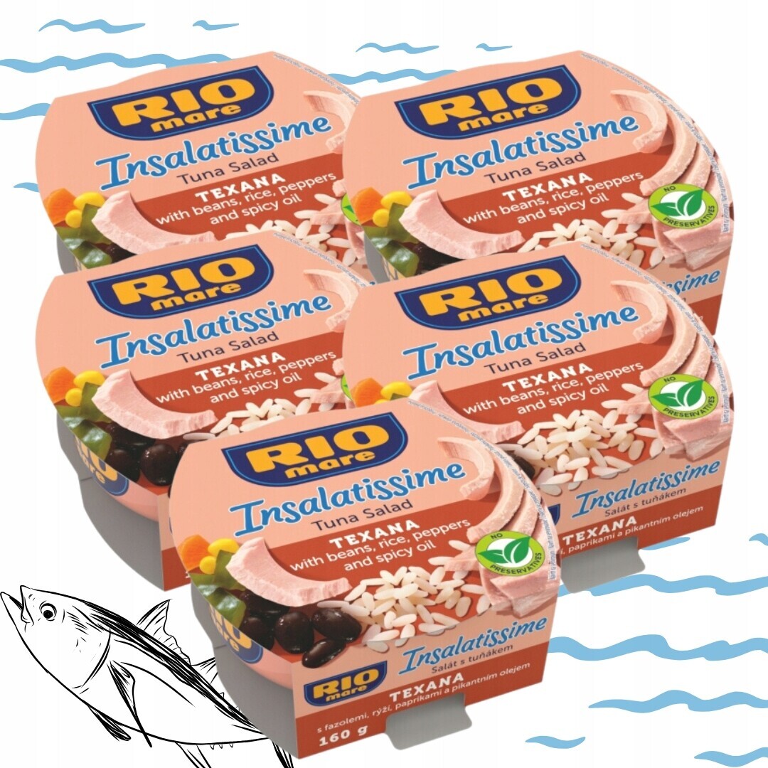 5x Rio Mare Texaský salát s tuňákem a rýží Texana Tuňák rýže 160 g