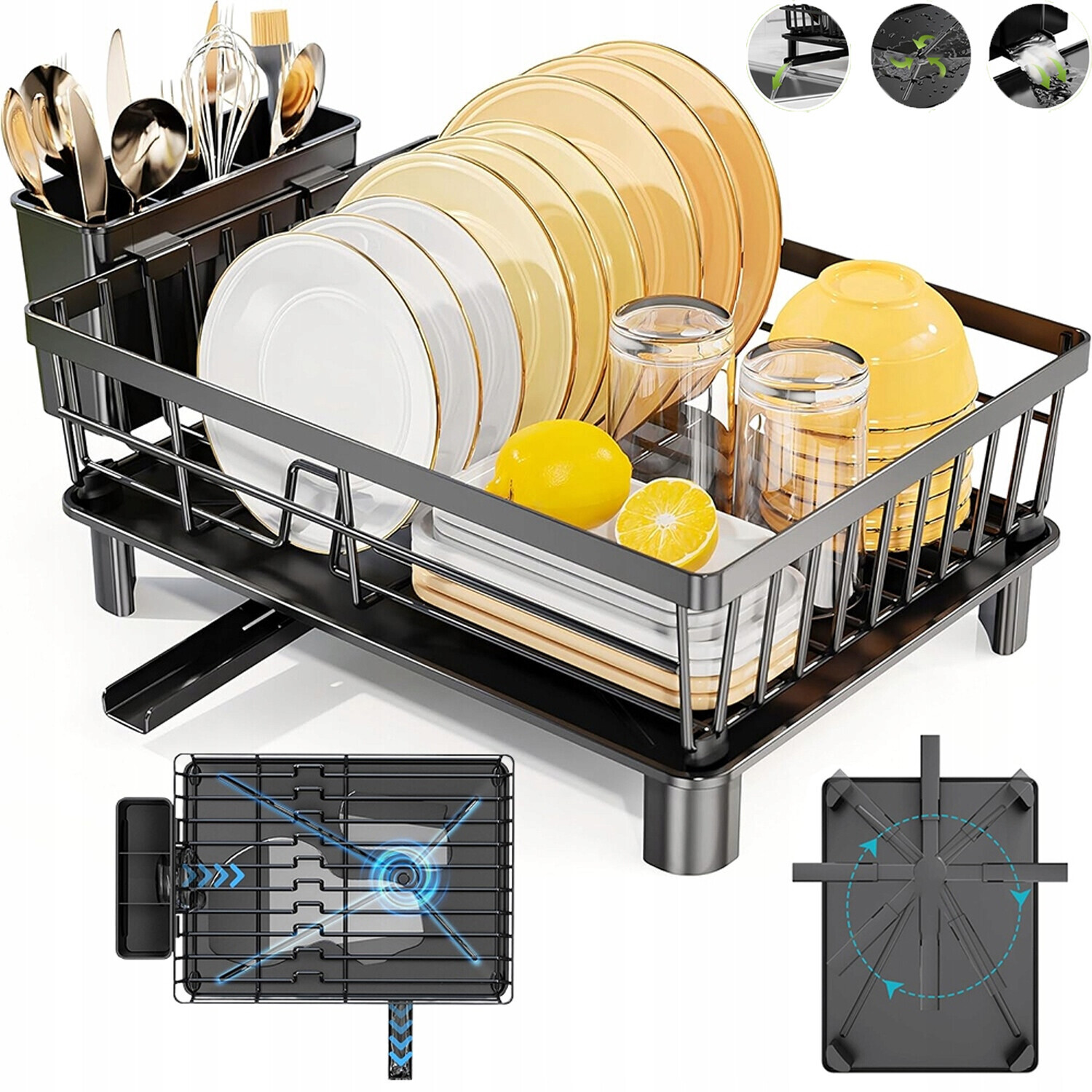 Sušička na příbory a nádobí s výsuvným odtokem – snadná montáž