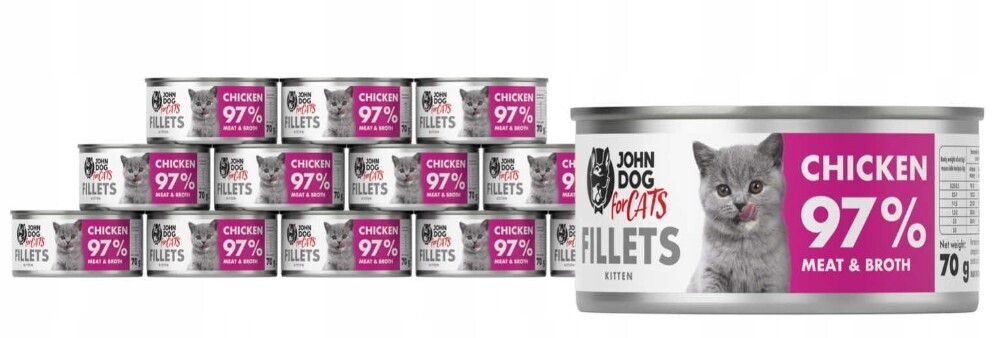 Krmivo mokré pro kočky koťata kuřecí filety John Dog for Cats 12 x 70 g