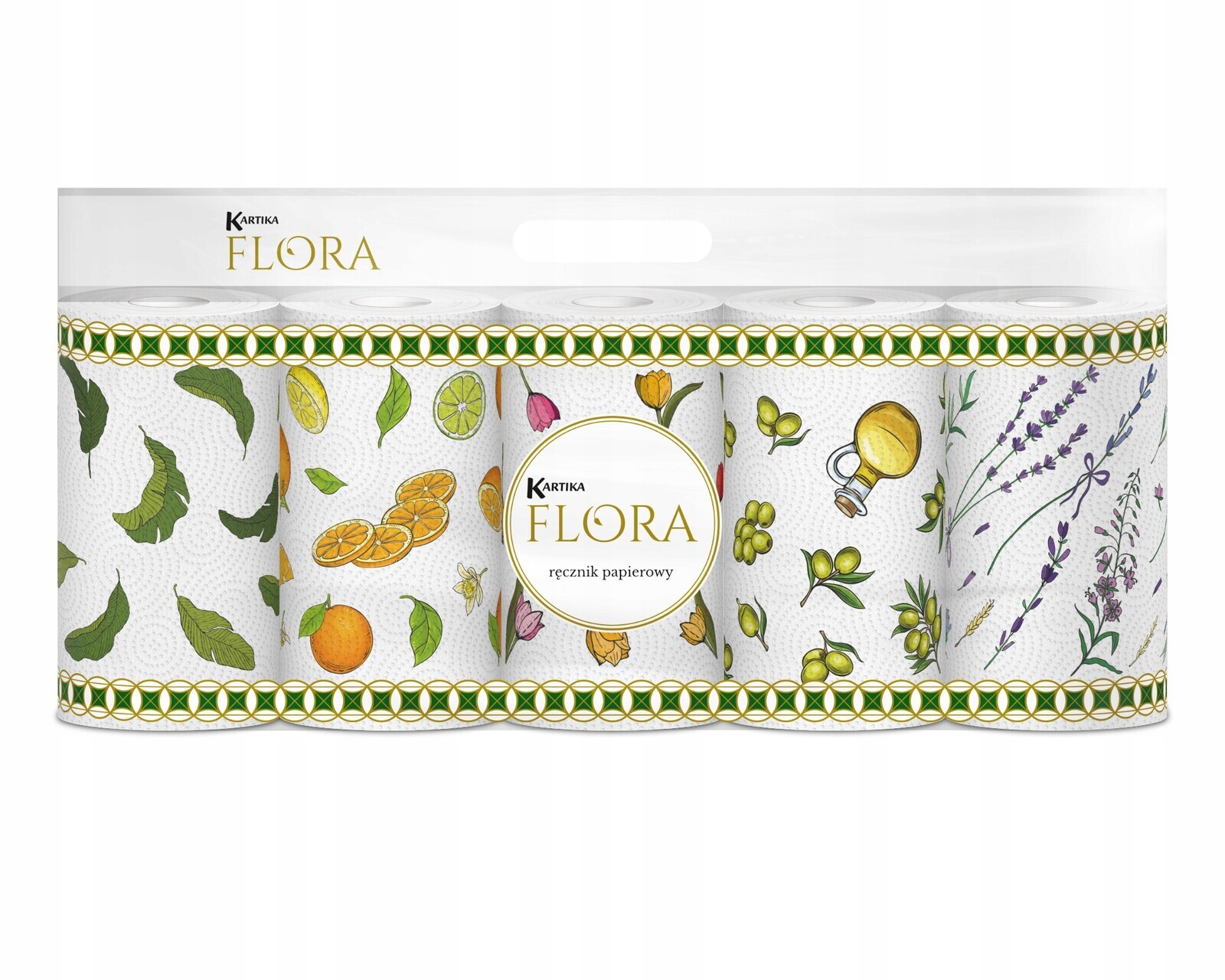Papírový ručník Premium Kartika Flora 3-vrstvý, barevný, 5 rolí