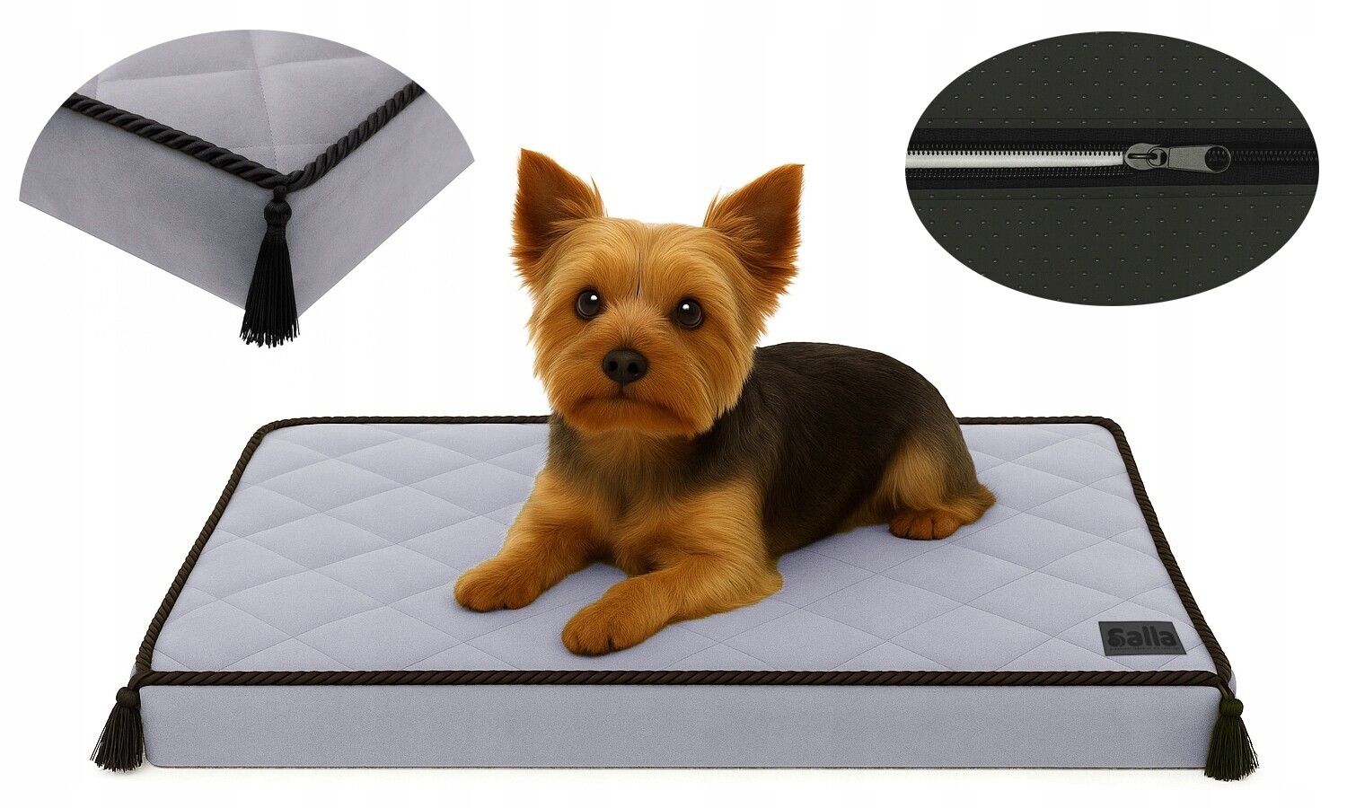 Pelíšek Lehátko pro psa kočku pěnová matrace se zámkem 60x40 šedá