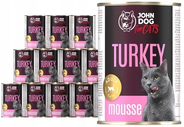 Monoproteinové krmivo krmivo pro kočky krůta maso John Dog for Cats 12 x 400 g