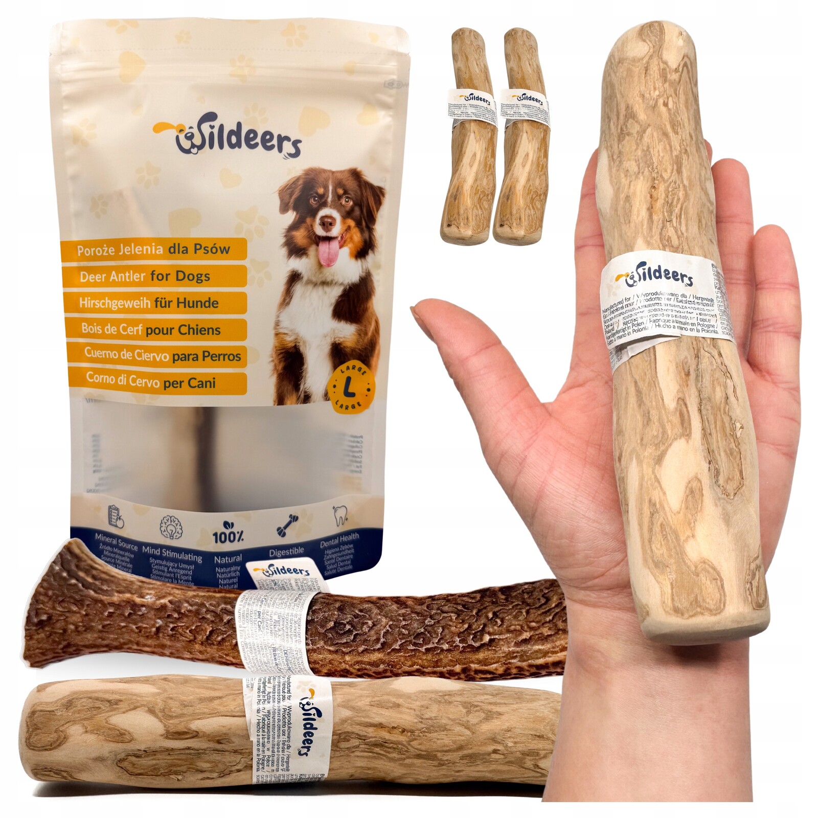 Přírodní Kousátka Pro Psa Klacek Kávovníku 2 x L a Paroží Jelena Hard 1 x L