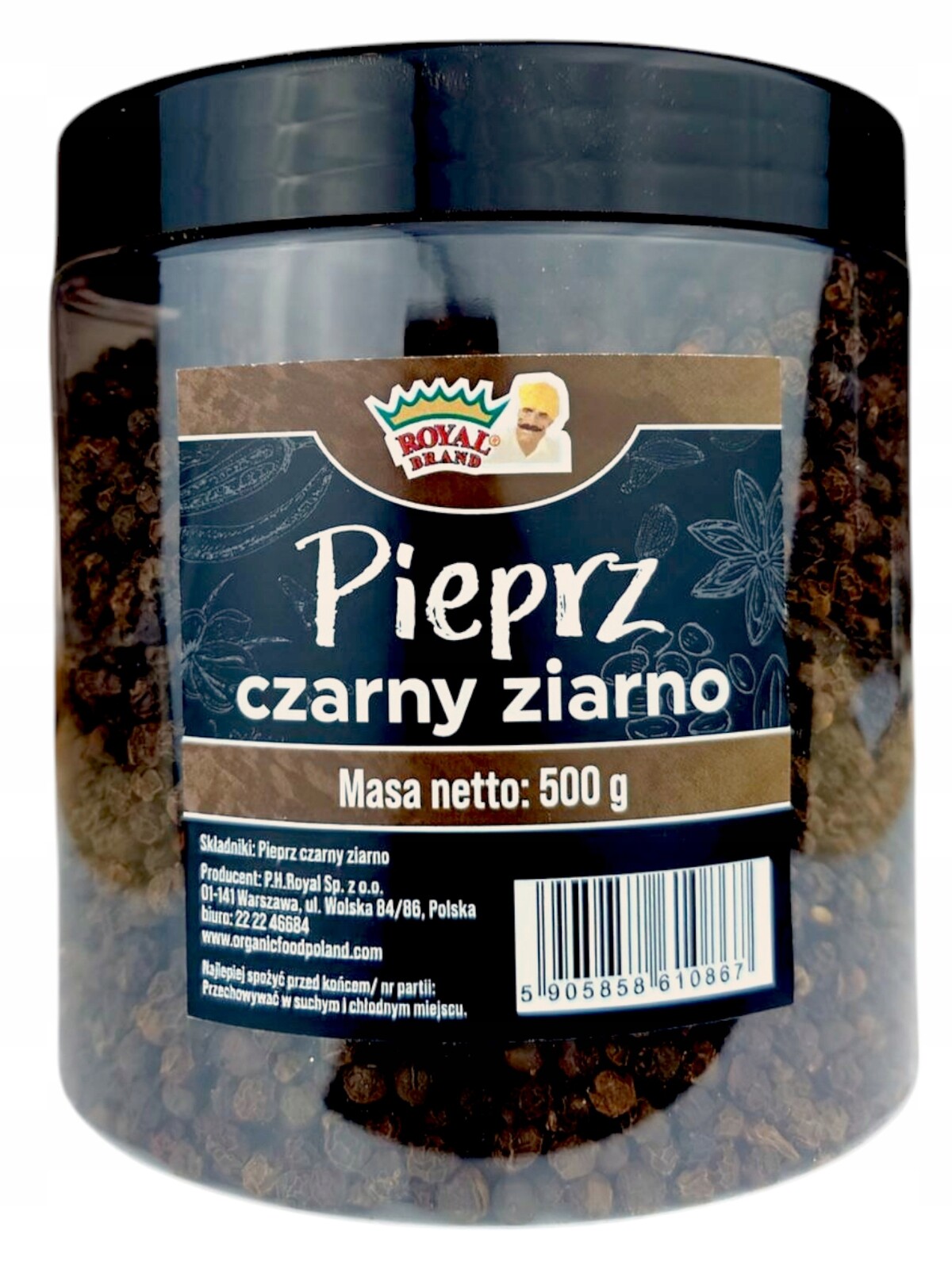 Pepř Černý Zrnitý Aromatický v opakovaně použitelné sklenici 500 g, třída 1