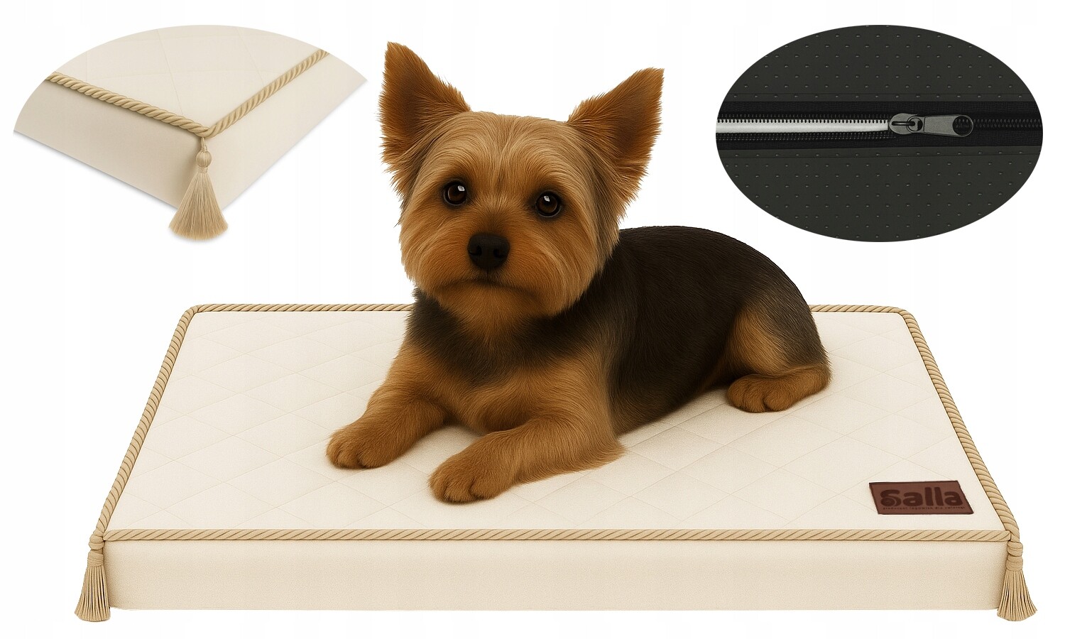 Pelíšek Lehátko pro psa kočku pěnová matrace se zámkem 60x40 krémová barva