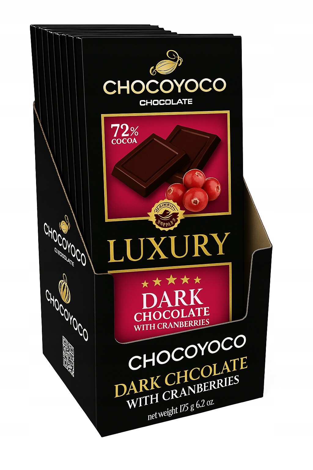 Čokoláda Dark Brusinky Luxury 175 g x 14 ks Chocoyoco 175 g x 14 ks