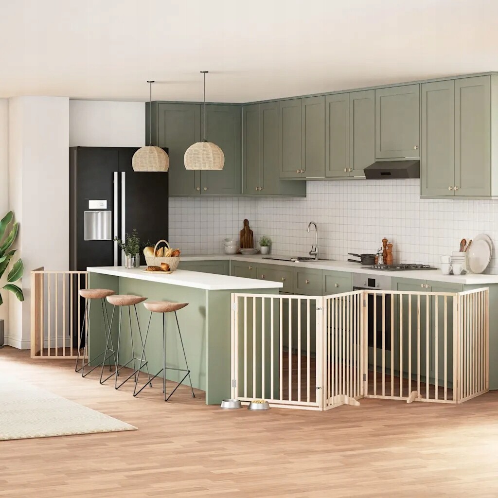 Zábrana pro psy s dvířky skládací 12 panelů 960 cm topol Hnědá 3155560