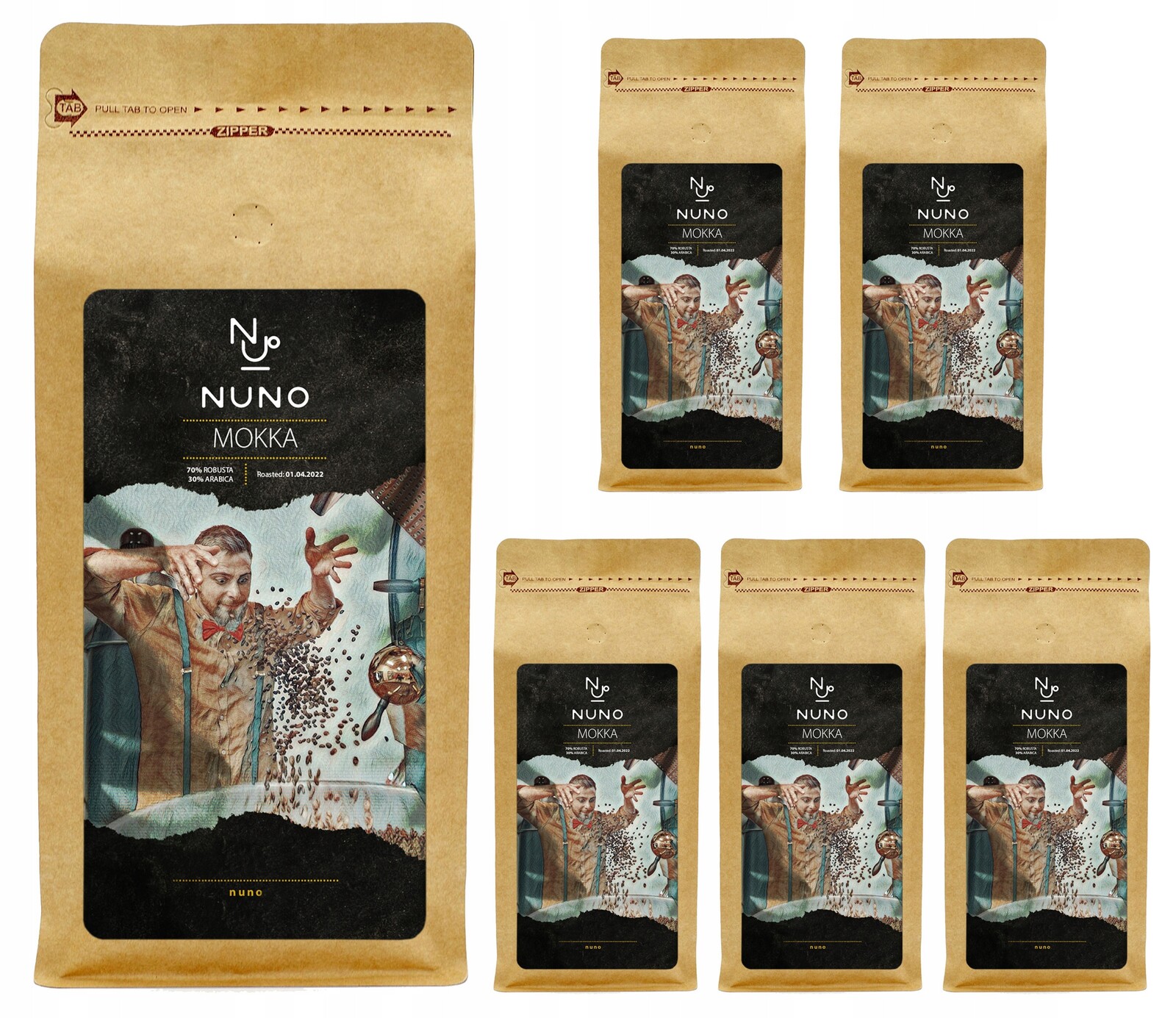 Káva 1kg x6 Čerstvě Pražená Arabica Robusta Vending Nuno Mokka