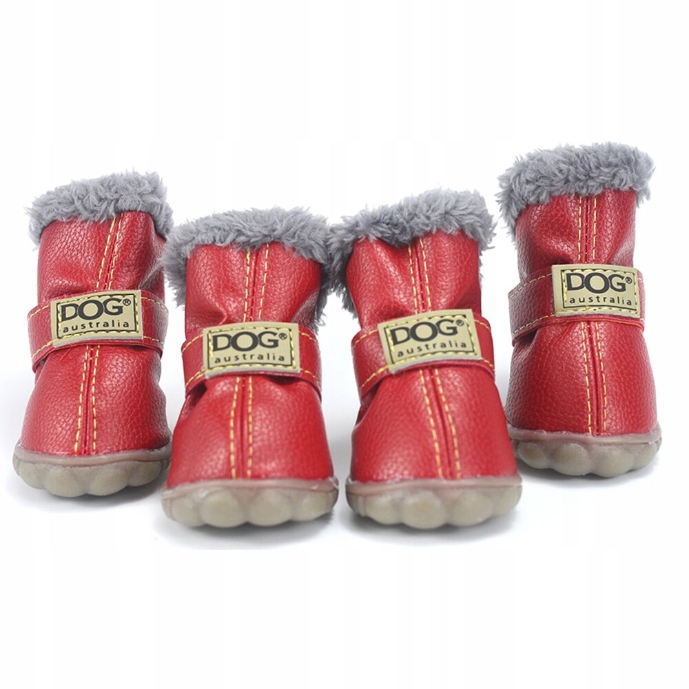 Boty Pro Psa voděodolné, Zateplené na zimu velikost M 4. Červené boty