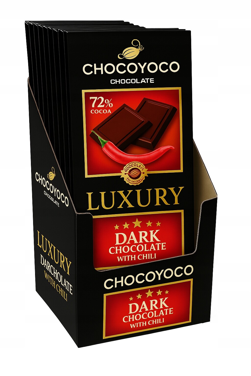Čokoláda Dark Chilli Luxury 175 g x 14 ks Chocoyoco 175 g x 14 ks