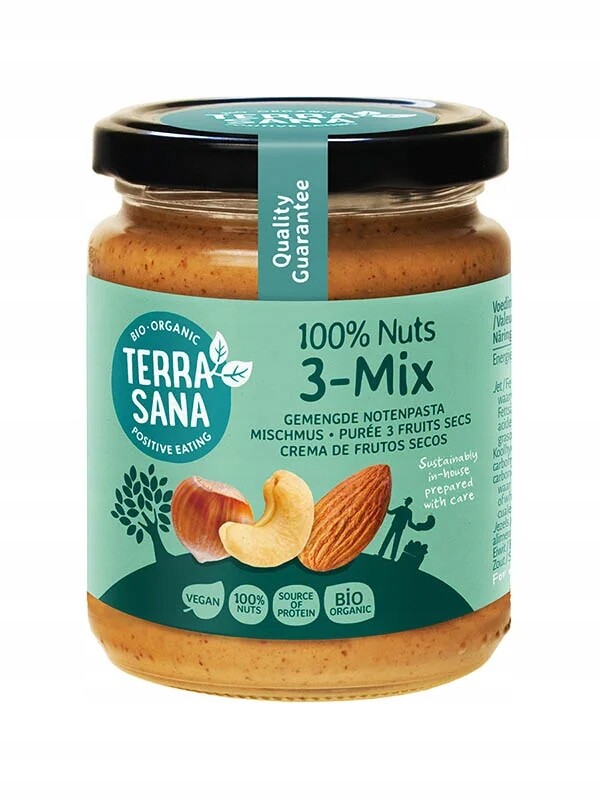 2x Ořechový krém mix (3 ořechy) Bio 250 g veganská ekologická svačinka Terrasana