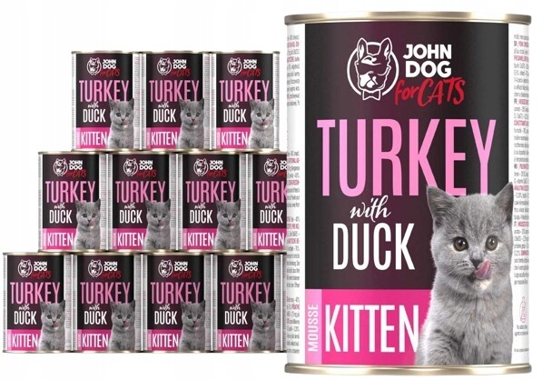 Krmivo mokré pro kočky krůta a kachna John Dog for Cats 12 x 400 g