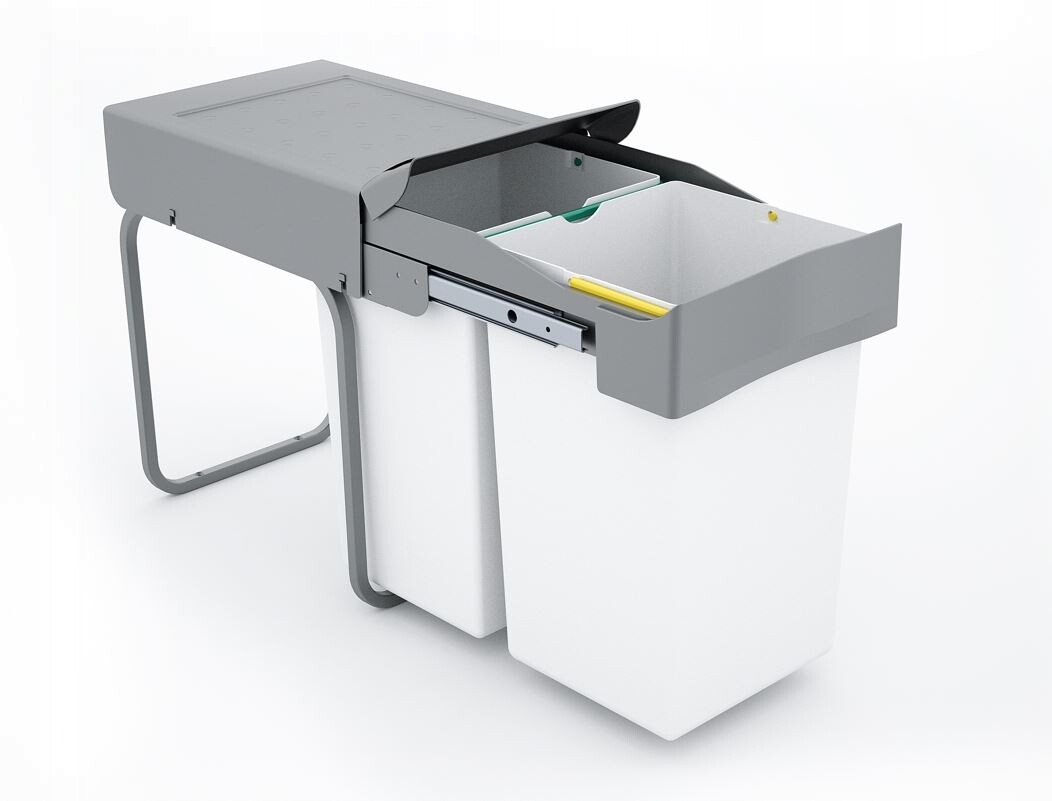 Koš do skříňky 30 cm nebo jiné, 2x15 l, bílé koše