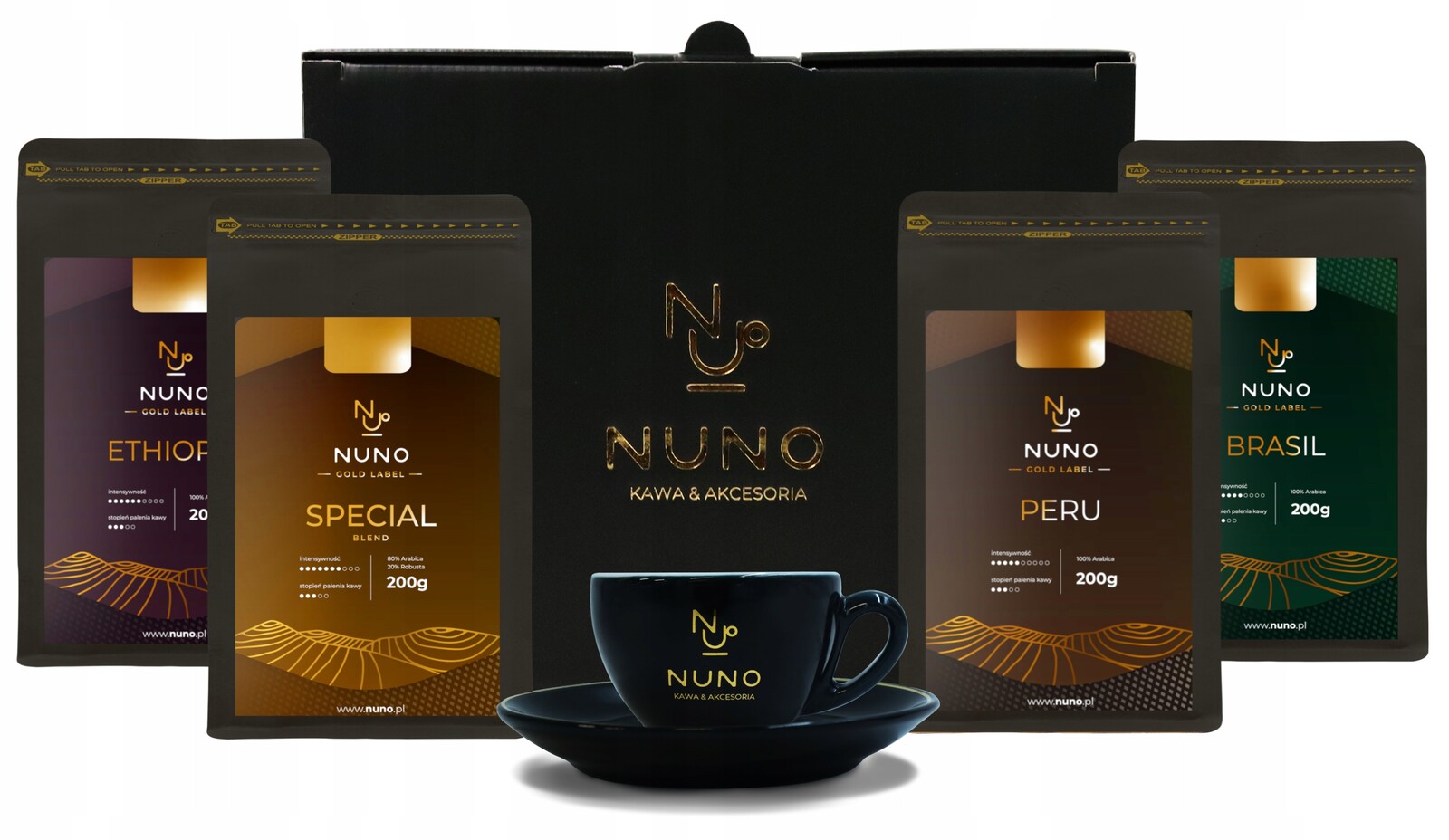 Dárková Sada Nuno Gold 4X Káva Zrnková Čerstvě Pražená Šálek 80 ML