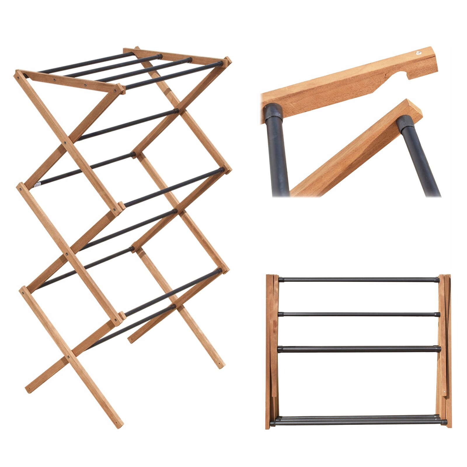 Sušák na prádlo Stojící skládací spodní prádlo Vertikální balkonový dřevěný