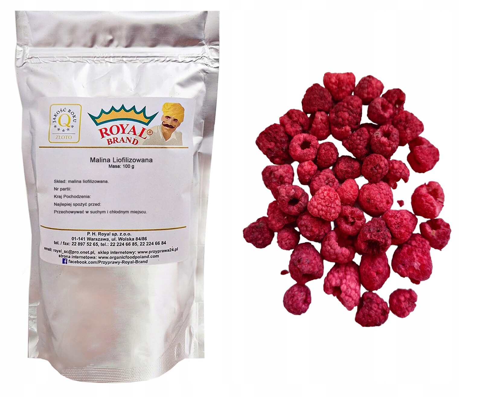 Malina Celá Lyofilizovaná malina celá lyofilizovaná třída A čerstvá 100 g