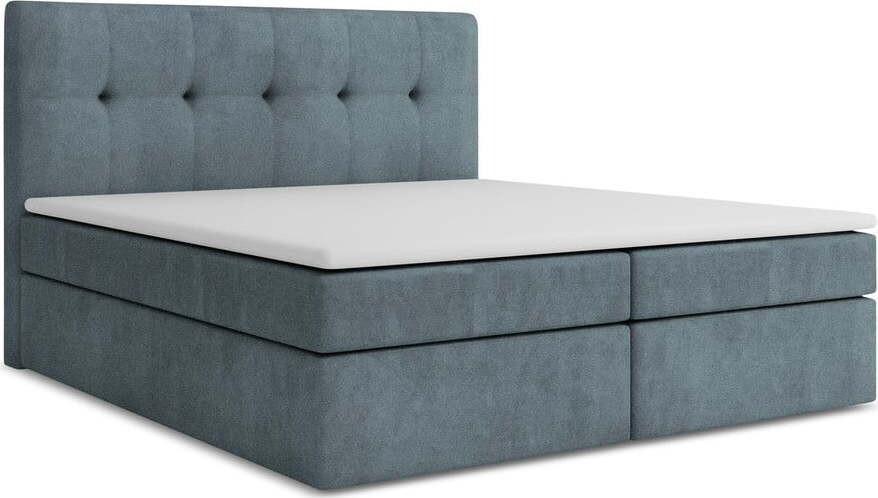 Světle modrá boxspring postel s úložným prostorem 140x200 cm Palta – Makamii
