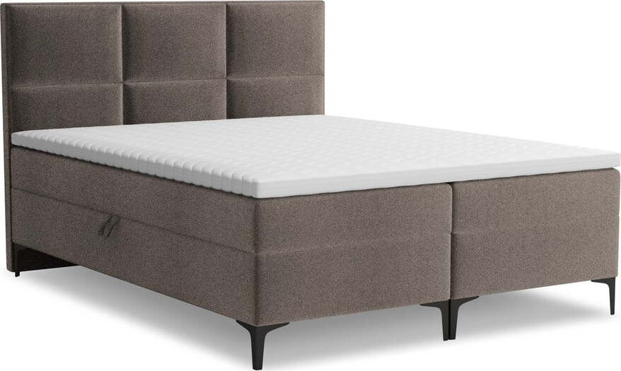 Hnědá boxspring postel s úložným prostorem 180x200 cm Pakalana – Makamii